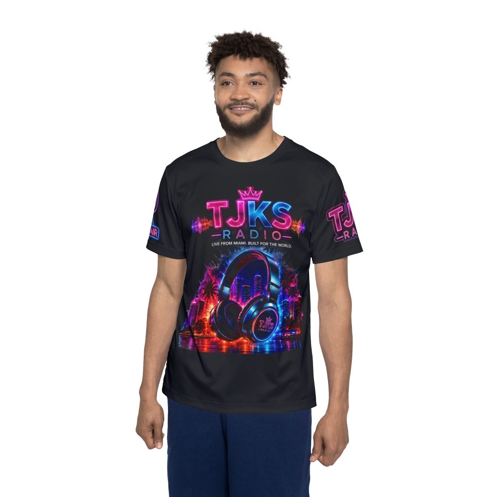 TJKS Radio Neon Graphic Jersey — Men's Music Festival Tee