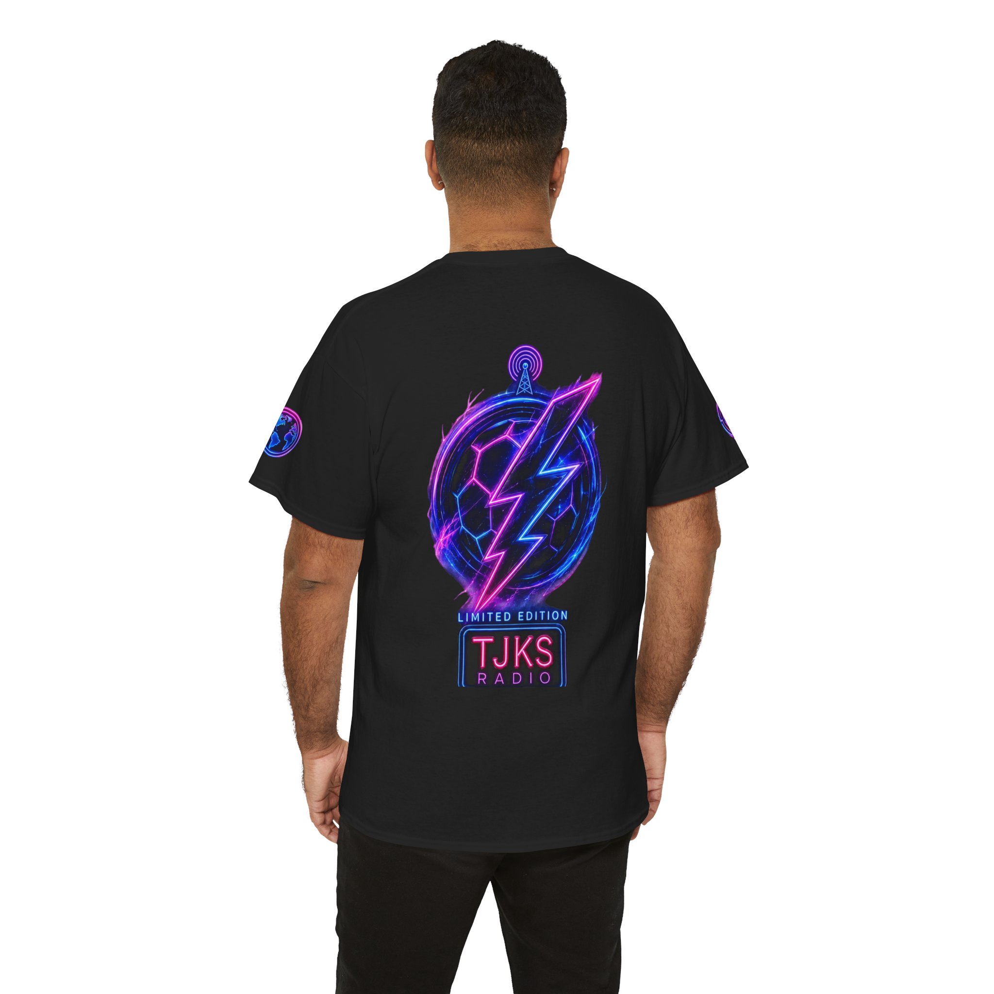 TJKS Radio Neon Soccer Logo T-Shirt — Retro Electric Music Tee - Image 7