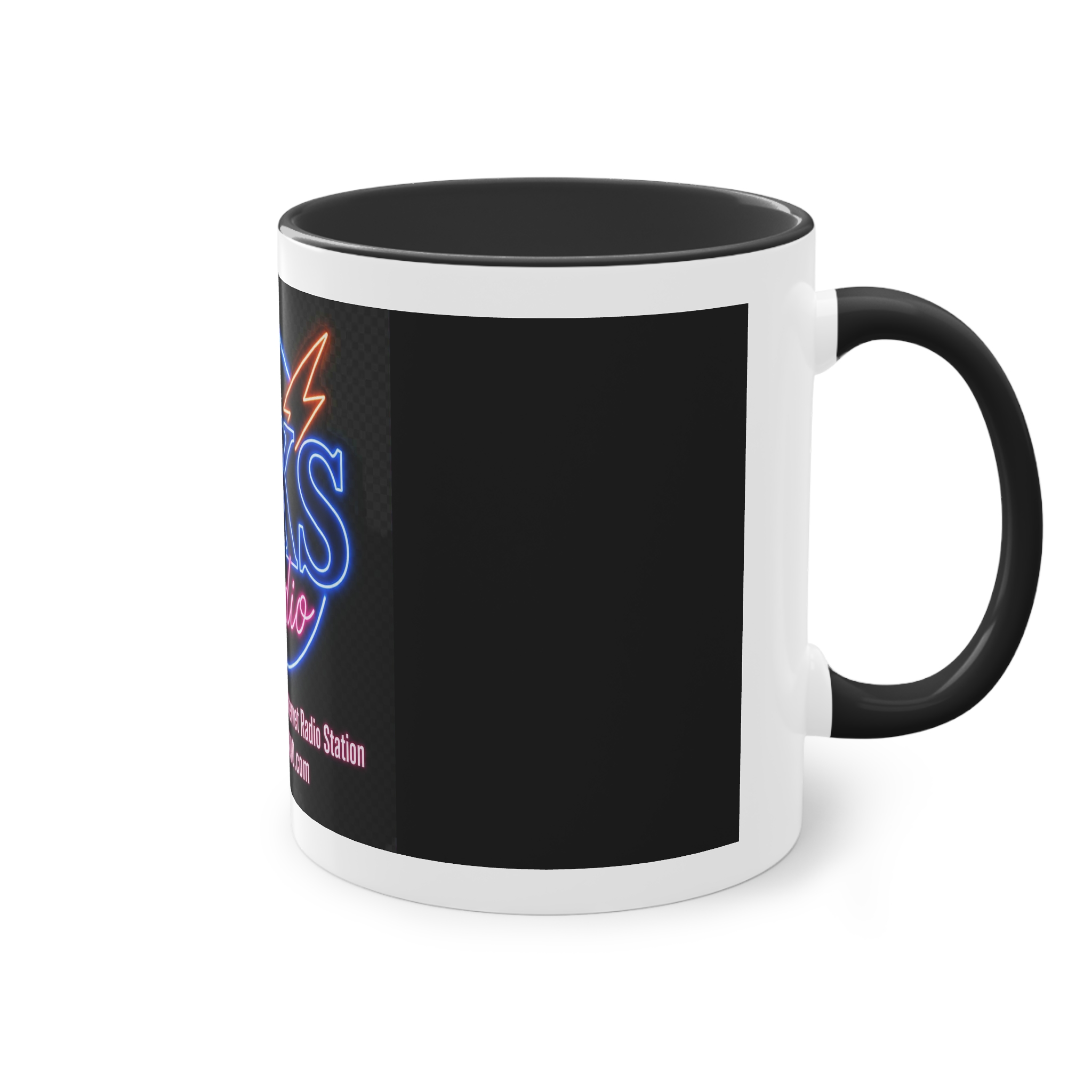 TJKS Radio Neon Logo Coffee Mug — Two-Tone 11oz - Image 4
