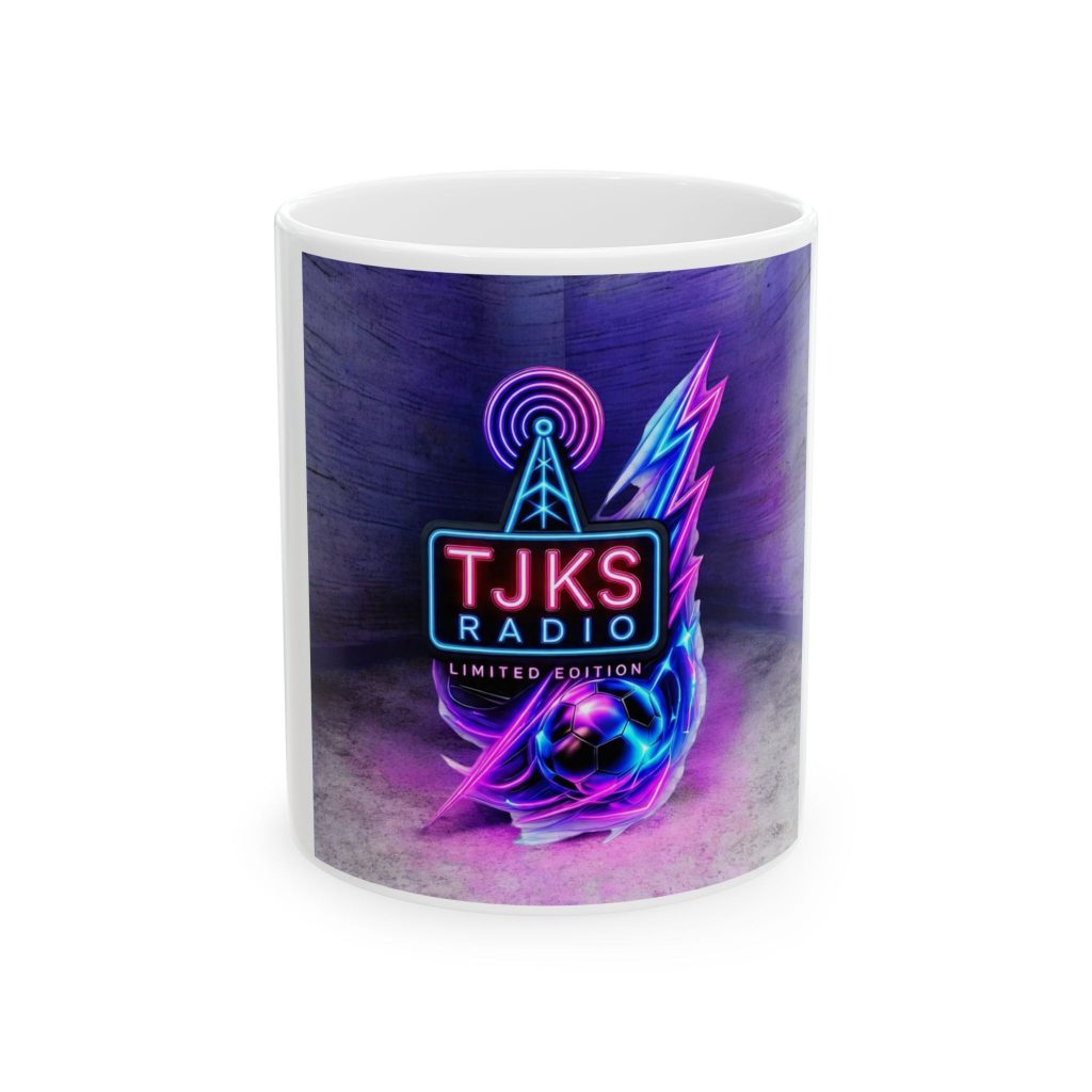 Tuks Radio Neon Logo Mug — Limited Edition Ceramic Coffee Cup (11oz & 15oz)