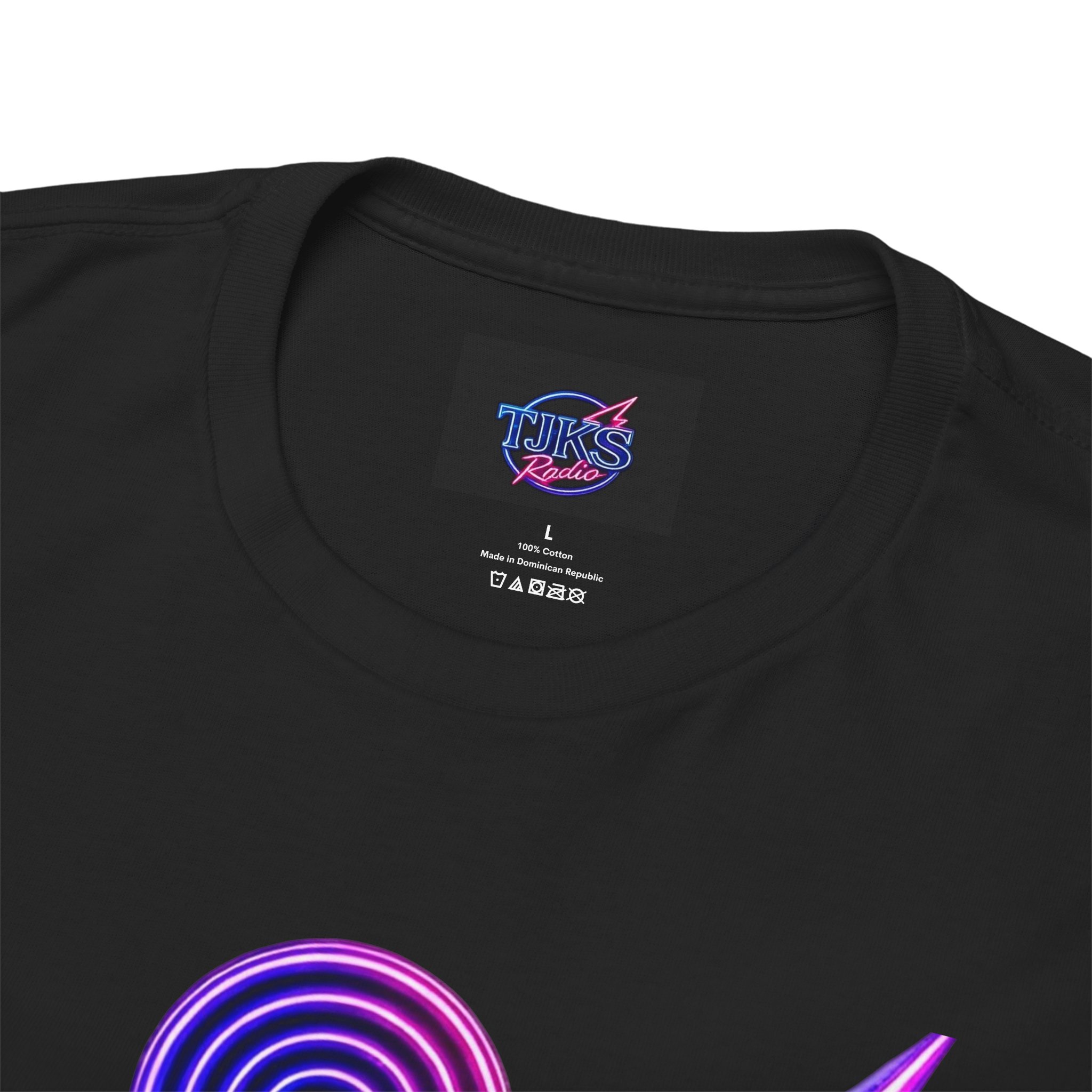TJKS Radio Neon Soccer Logo T-Shirt — Retro Electric Music Tee - Image 5