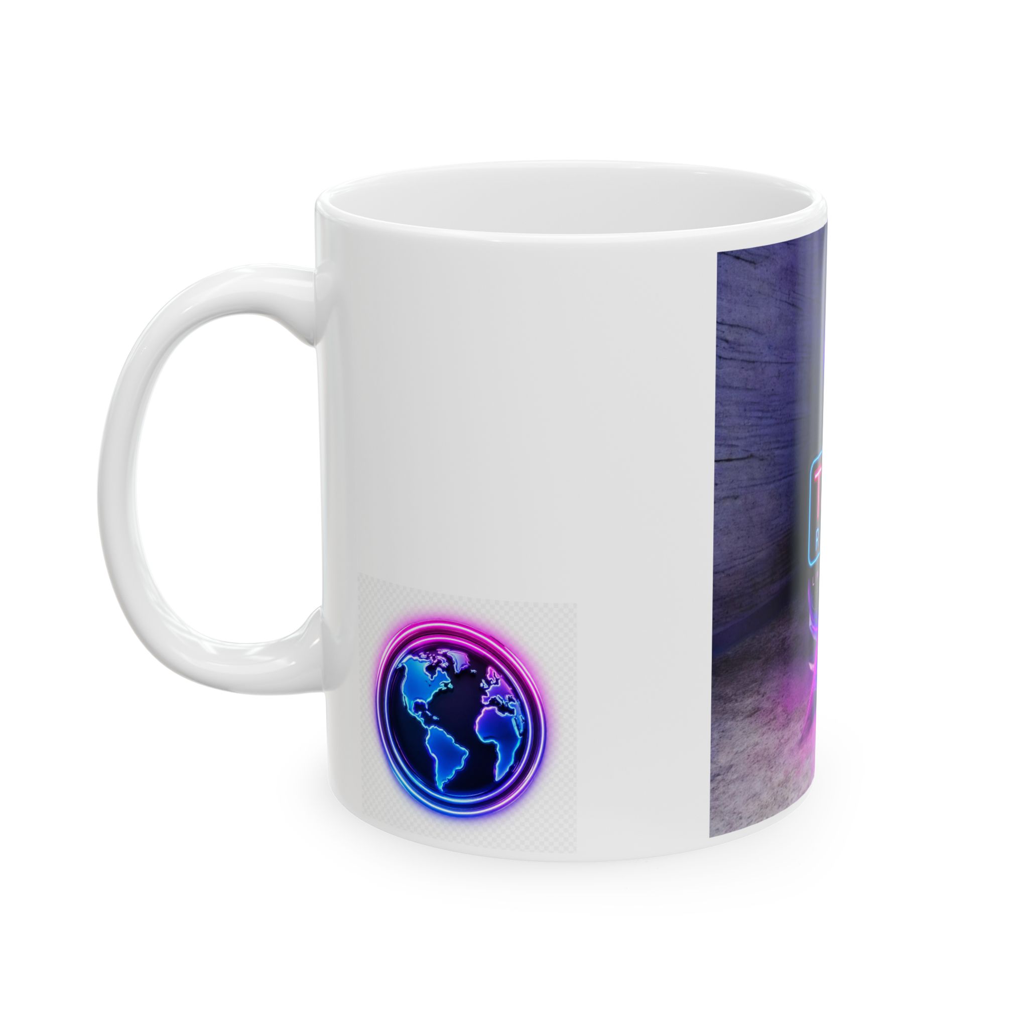 Tuks Radio Neon Logo Mug — Limited Edition Ceramic Coffee Cup (11oz & 15oz) - Image 3