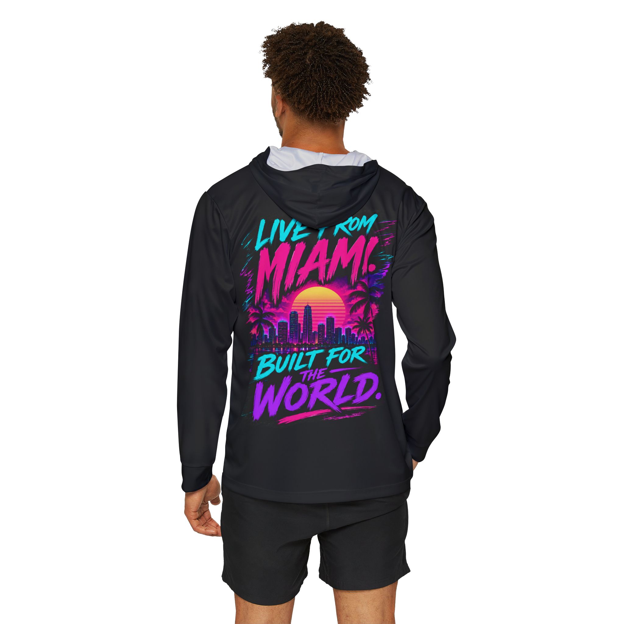 Miami Retro Palm Hoodie — TJKS Radio "Live From Miami" Sports Warmup Hoodie - Image 4