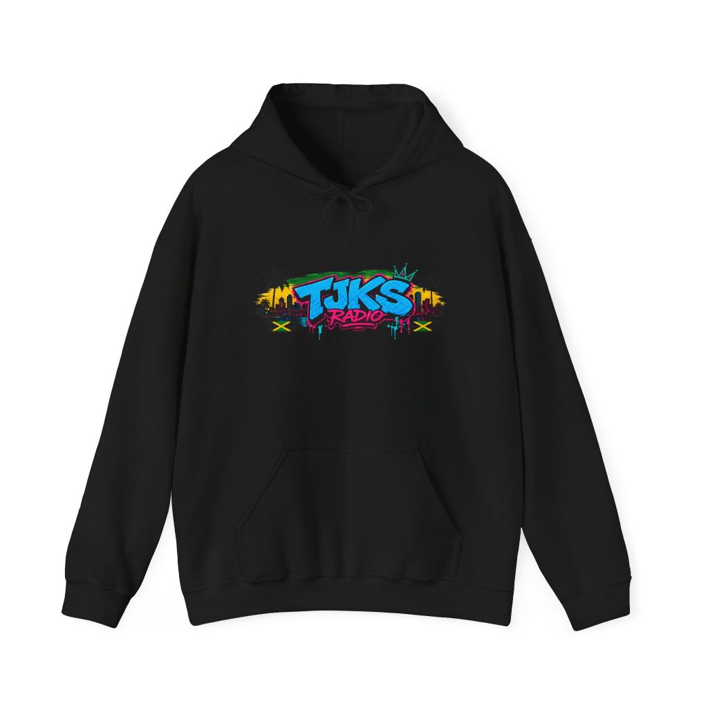 Live From Miami Hoodie — TJKS Radio Neon Palm Skyline Sweatshirt