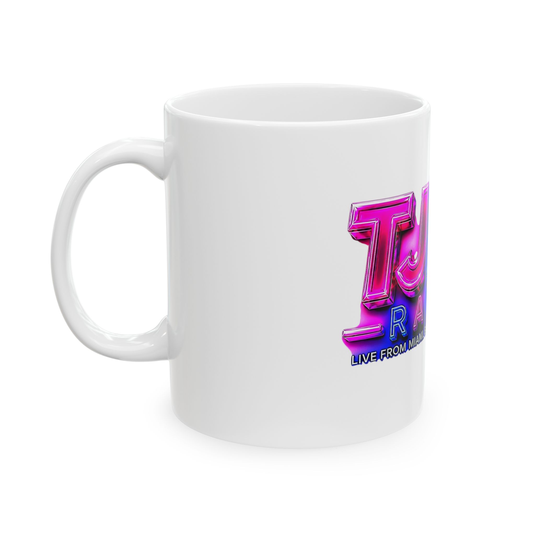 TJKS Radio Neon Logo Mug — South Florida Internet Radio Coffee Cup (11oz, 15oz) - Image 3
