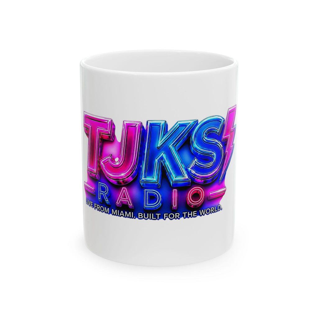 TJKS Radio Neon Logo Mug — South Florida Internet Radio Coffee Cup (11oz, 15oz)