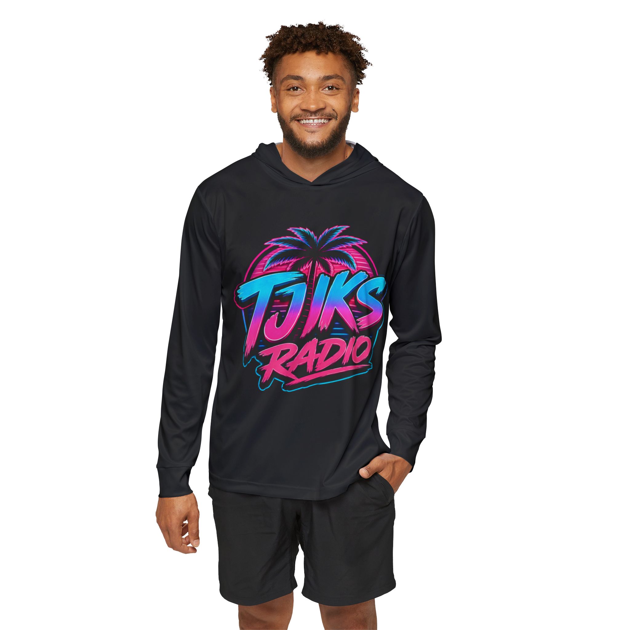 Miami Retro Palm Hoodie — TJKS Radio "Live From Miami" Sports Warmup Hoodie - Image 3