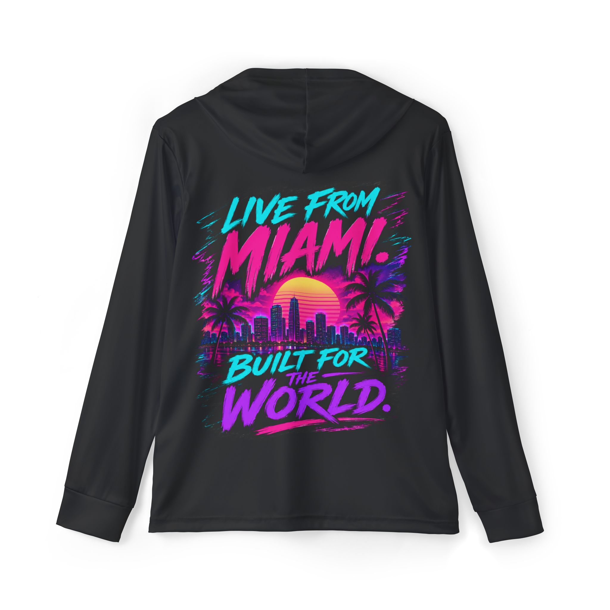 Miami Retro Palm Hoodie — TJKS Radio "Live From Miami" Sports Warmup Hoodie - Image 2