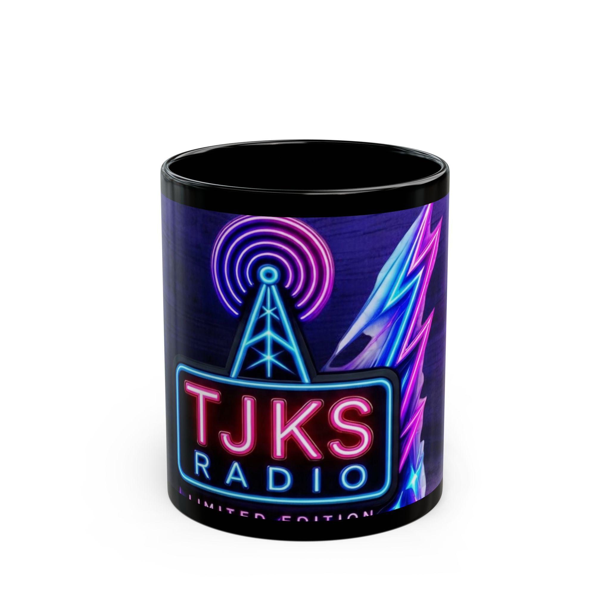 TJKS Radio Neon Logo Black Mug — Limited Edition 11oz/15oz