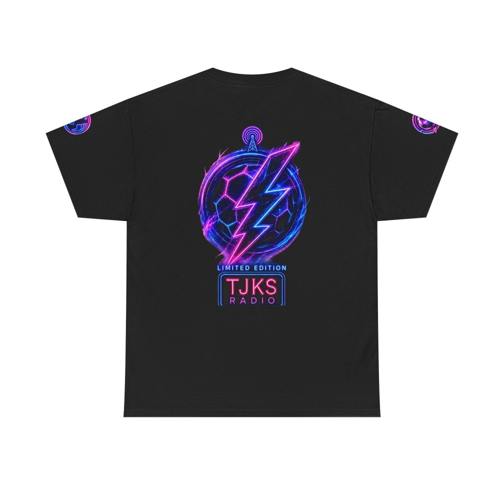 TJKS Radio Neon  Soccer Logo T-Shirt — Retro Electric Music Tee
