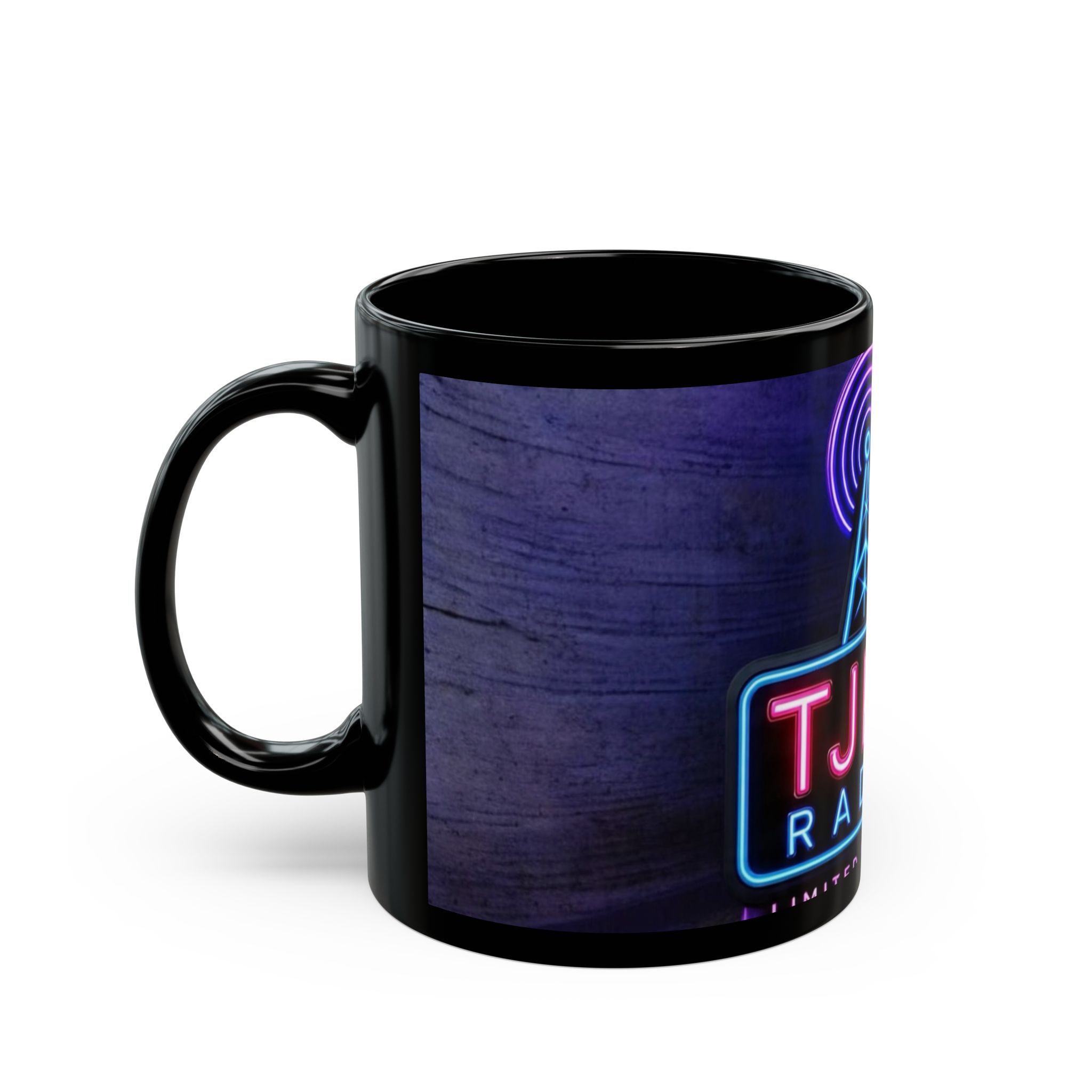 TJKS Radio Neon Logo Black Mug — Limited Edition 11oz/15oz - Image 3