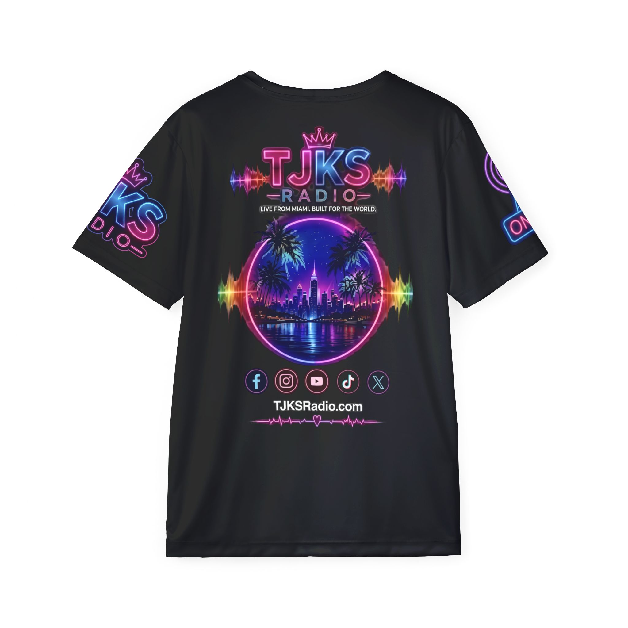 TJKS Radio Neon Graphic Jersey — Men's Music Festival Tee - Image 3