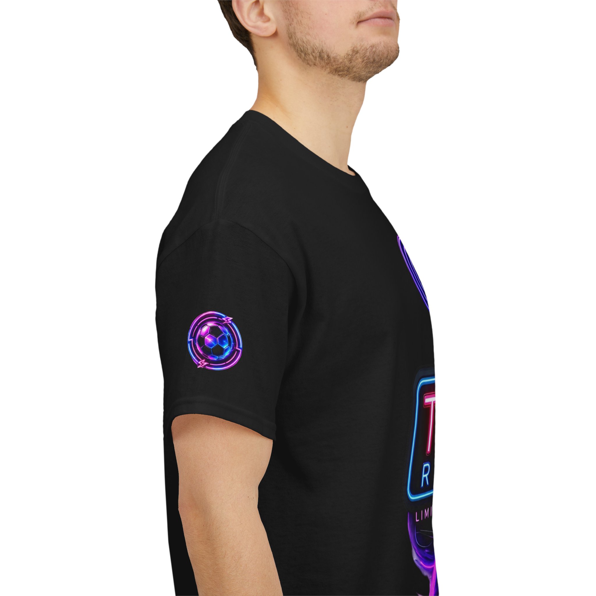 TJKS Radio Neon Soccer Logo T-Shirt — Retro Electric Music Tee - Image 8