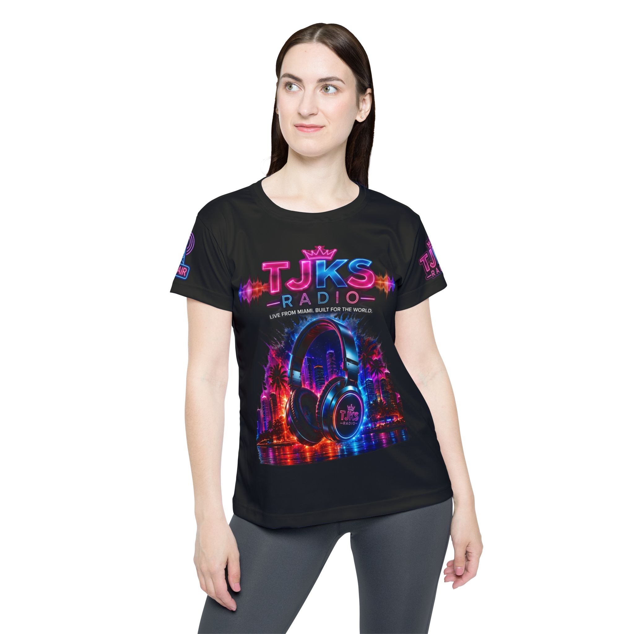 Women's Sports Jersey - TJKSRADIO Neon City DJ Graphic - Image 3