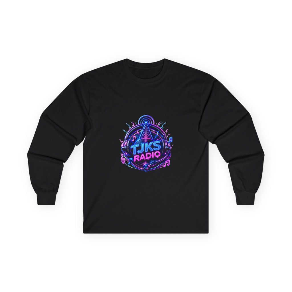 Long Sleeve Tee — 'TJK'S Radio' Retro Wave Music Logo