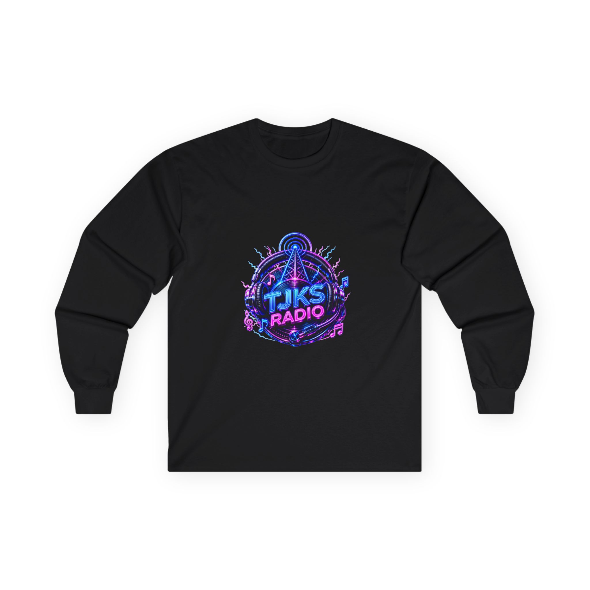 Long Sleeve Tee — 'TJK'S Radio' Retro Wave Music Logo