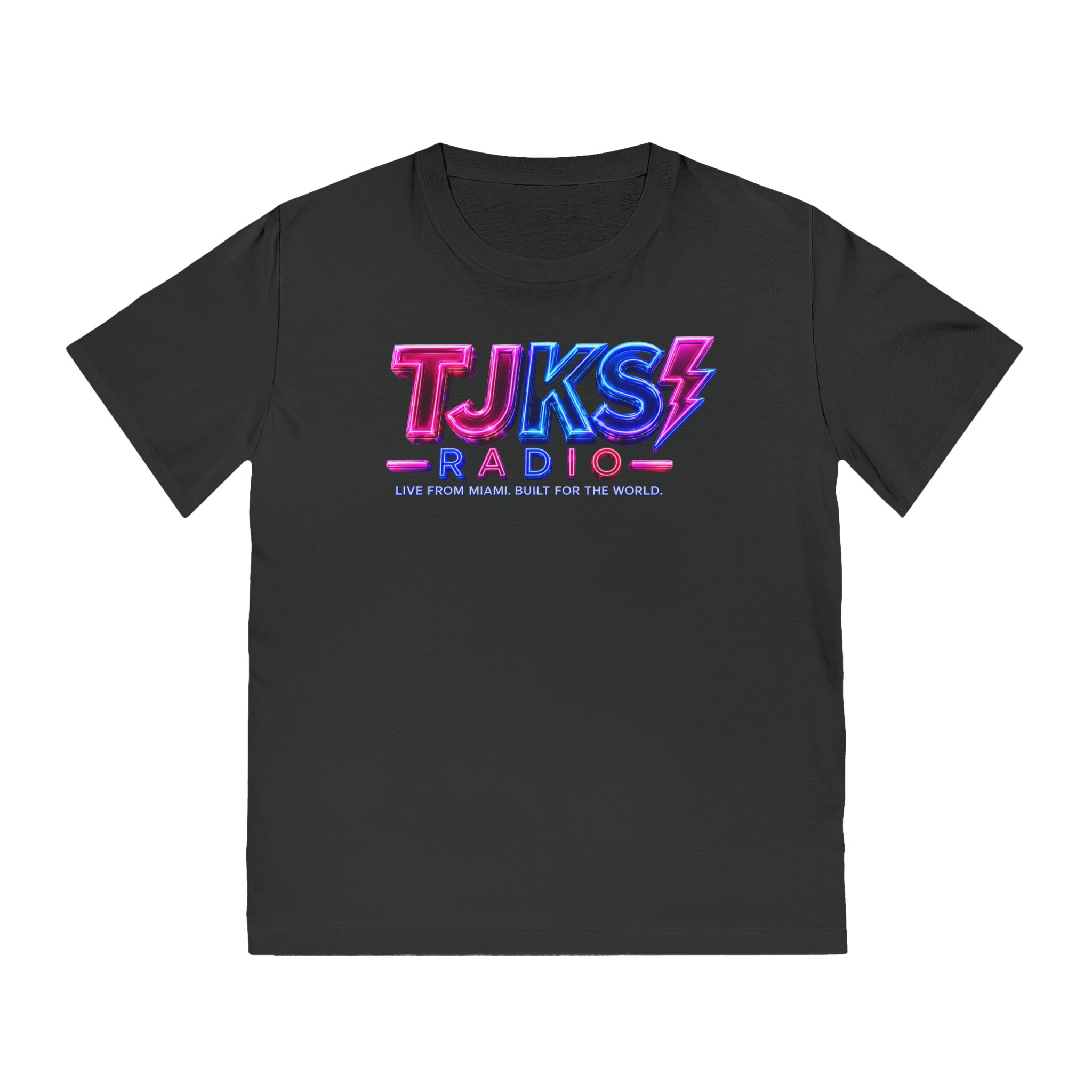 Retro Neon 'TJKS Radio' T-Shirt — Vaporwave Music Tee - Image 2