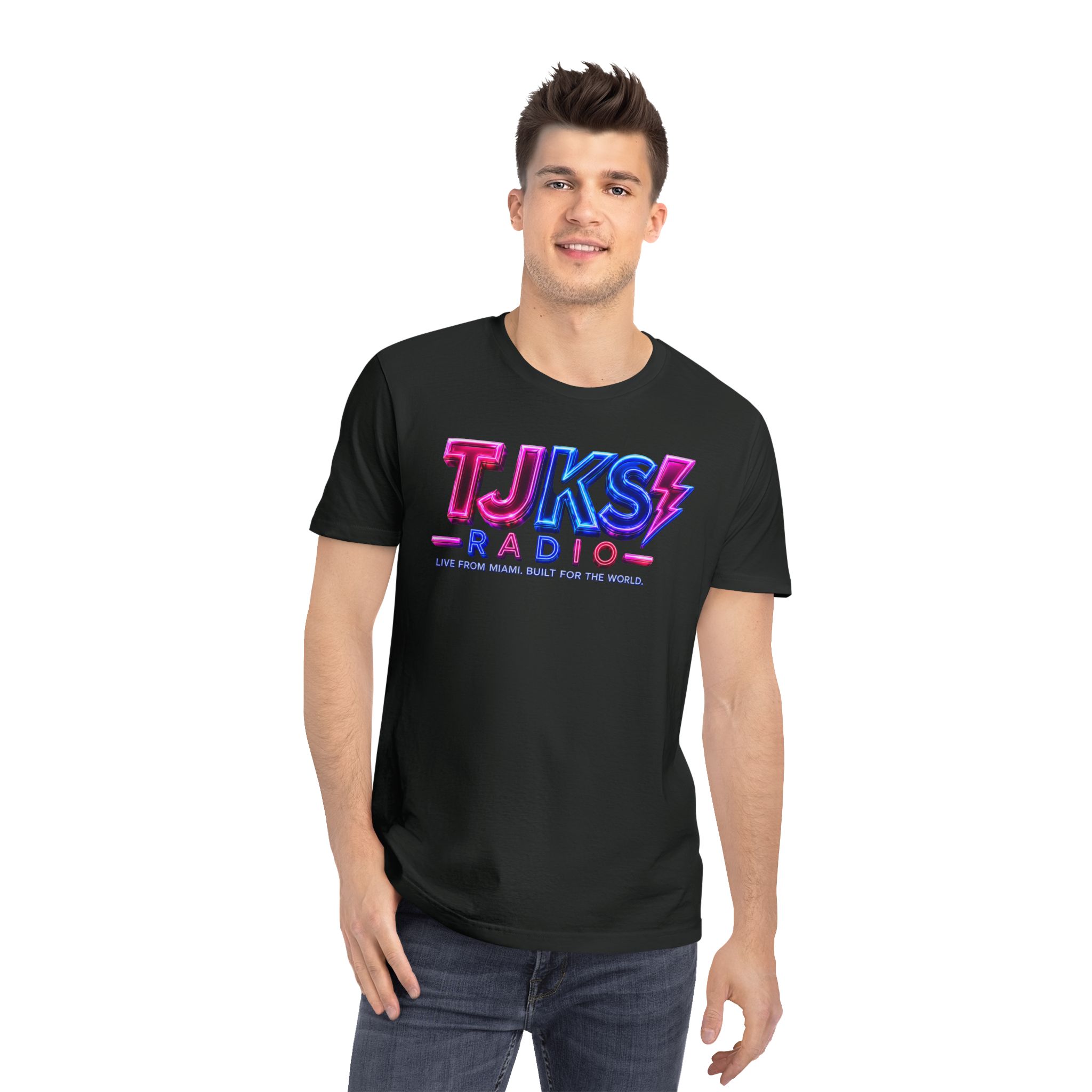 Retro Neon 'TJKS Radio' T-Shirt — Vaporwave Music Tee - Image 4