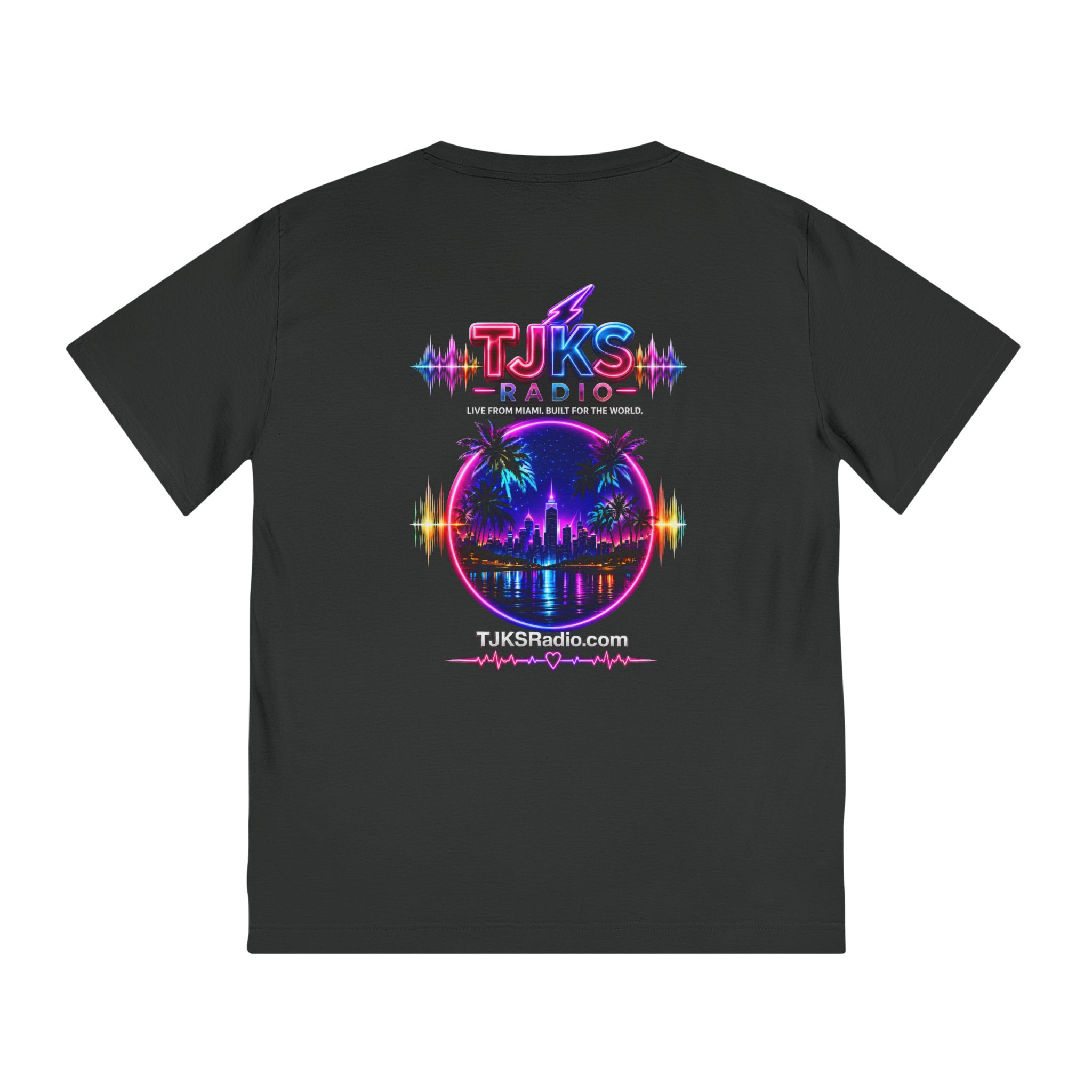 Retro Neon 'TJKS Radio' T-Shirt — Vaporwave Music Tee - Image 3