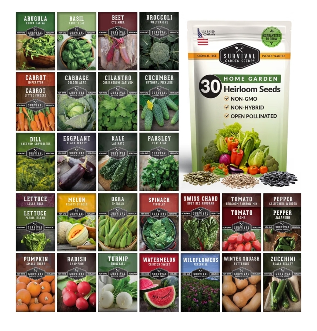 Survival Garden Seeds Home Garden 30 heirloom seed collection for camping and emergency preparedness
