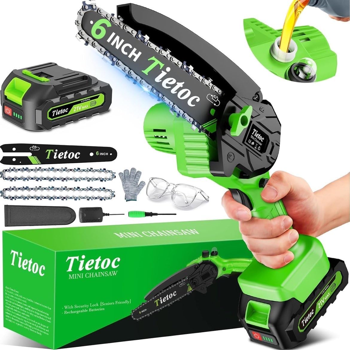 Tietoc 6 inch cordless mini chainsaw